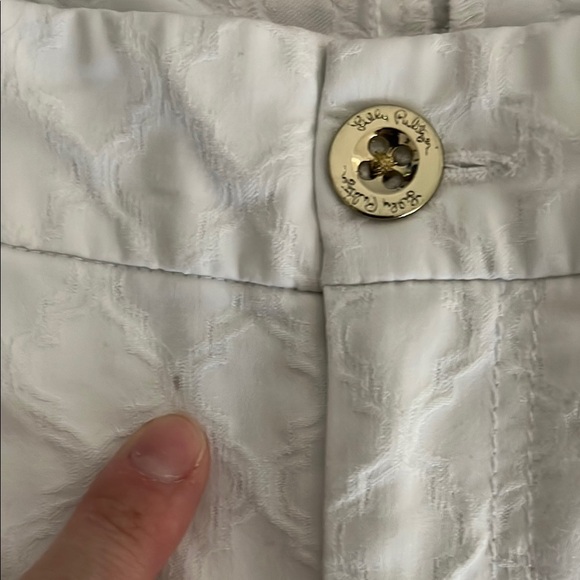 Lilly Pulitzer Crispy White Textured Cotton Blend Skinny Pants - Size 10 - Picture 3 of 14